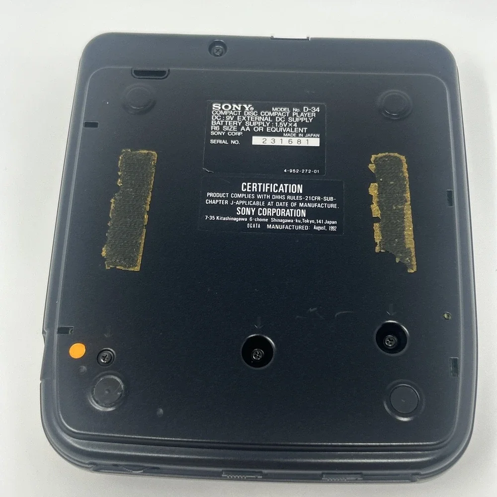 Sony Discman CD Compact Player D-34 10 Variation Play Mode Parts/Repair Only